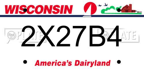 2X27B4 Wisconsin License Plate