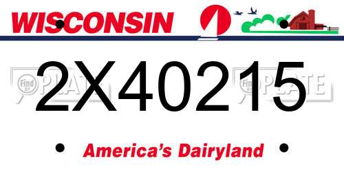 2X40215 Wisconsin License Plate