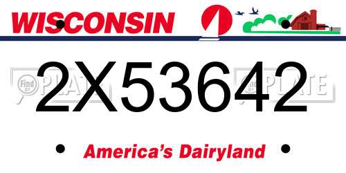 2X53642 Wisconsin License Plate