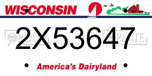 2X53647 Wisconsin License Plate
