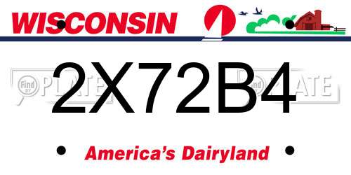 2X72B4 Wisconsin License Plate