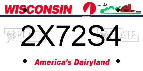 2X72S4 Wisconsin License Plate