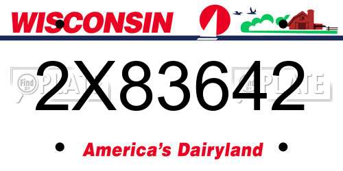 2X83642 Wisconsin License Plate