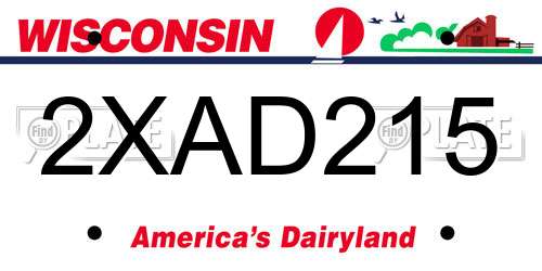 2XAD215 Wisconsin License Plate