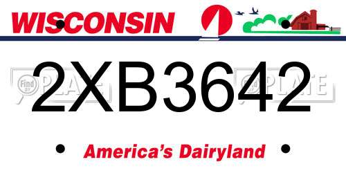 2XB3642 Wisconsin License Plate