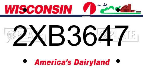 2XB3647 Wisconsin License Plate