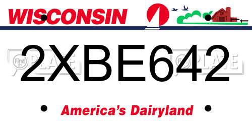 2XBE642 Wisconsin License Plate