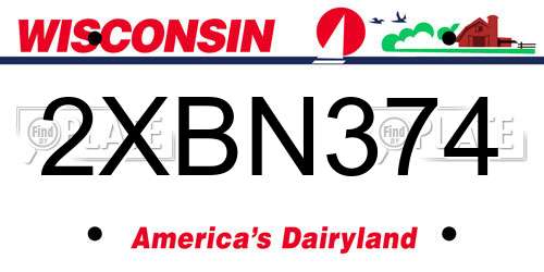 2XBN374 Wisconsin License Plate
