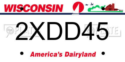 2XDD45 Wisconsin License Plate