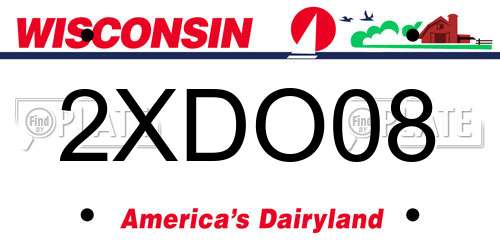 2XDO08 Wisconsin License Plate