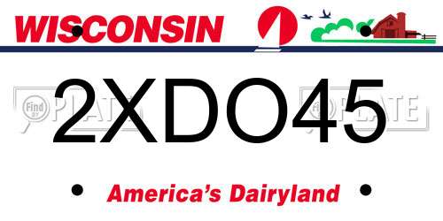 2XDO45 Wisconsin License Plate
