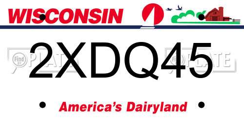 2XDQ45 Wisconsin License Plate