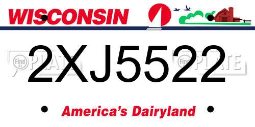 2XJ5522 Wisconsin License Plate