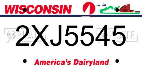 2XJ5545 Wisconsin License Plate