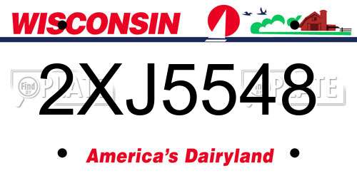 2XJ5548 Wisconsin License Plate
