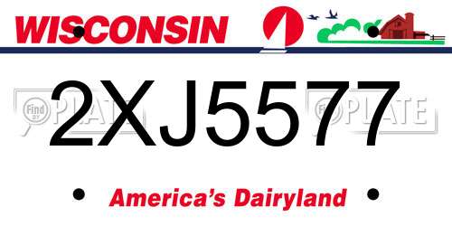2XJ5577 Wisconsin License Plate