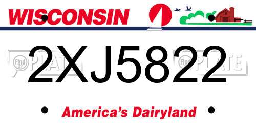 2XJ5822 Wisconsin License Plate
