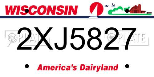 2XJ5827 Wisconsin License Plate