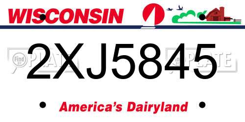 2XJ5845 Wisconsin License Plate