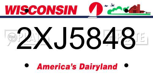 2XJ5848 Wisconsin License Plate