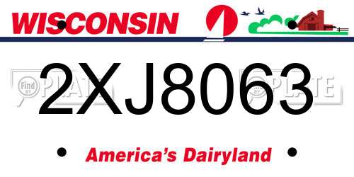 2XJ8063 Wisconsin License Plate