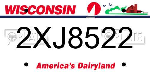 2XJ8522 Wisconsin License Plate