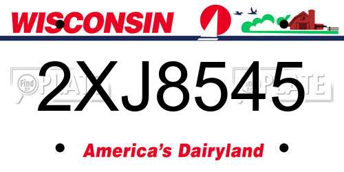 2XJ8545 Wisconsin License Plate