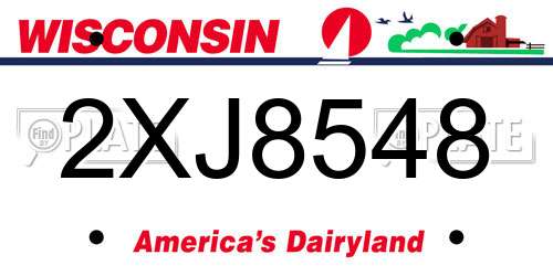 2XJ8548 Wisconsin License Plate