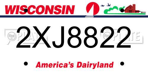 2XJ8822 Wisconsin License Plate