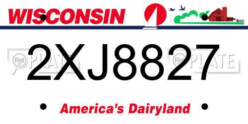 2XJ8827 Wisconsin License Plate
