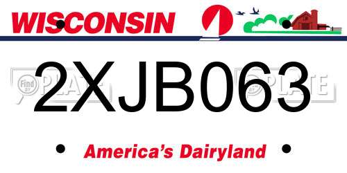 2XJB063 Wisconsin License Plate