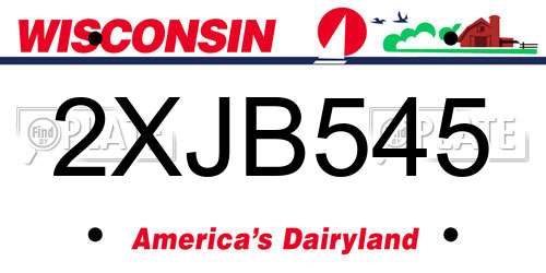 2XJB545 Wisconsin License Plate