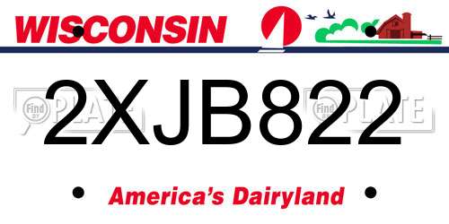 2XJB822 Wisconsin License Plate