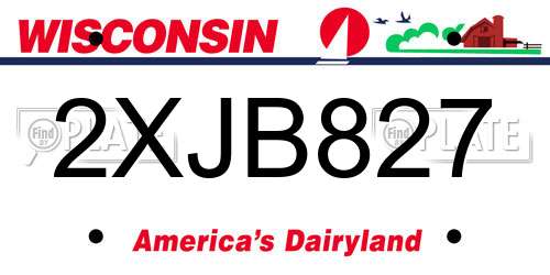 2XJB827 Wisconsin License Plate