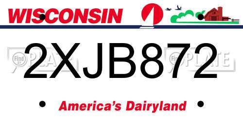 2XJB872 Wisconsin License Plate