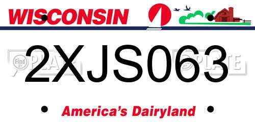 2XJS063 Wisconsin License Plate