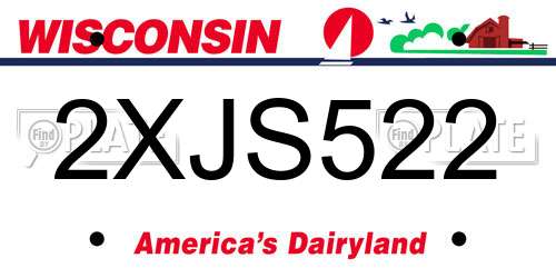 2XJS522 Wisconsin License Plate