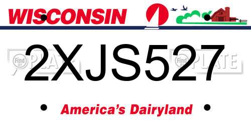 2XJS527 Wisconsin License Plate