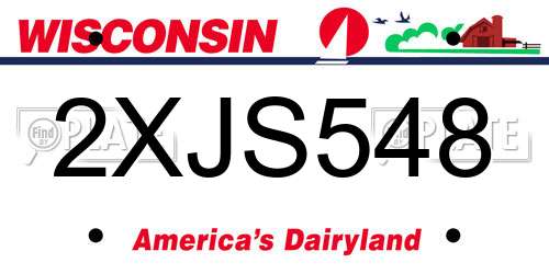 2XJS548 Wisconsin License Plate