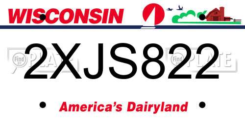 2XJS822 Wisconsin License Plate