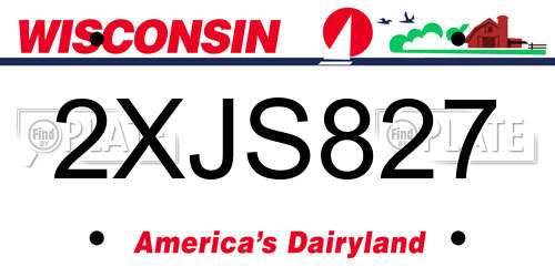 2XJS827 Wisconsin License Plate