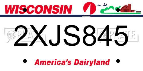 2XJS845 Wisconsin License Plate