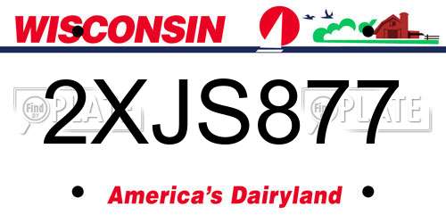 2XJS877 Wisconsin License Plate