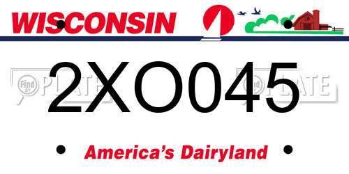 2XO045 Wisconsin License Plate
