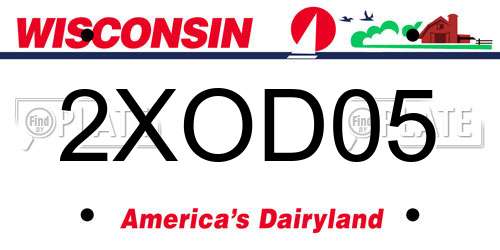 2XOD05 Wisconsin License Plate