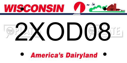 2XOD08 Wisconsin License Plate