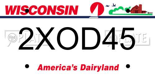 2XOD45 Wisconsin License Plate
