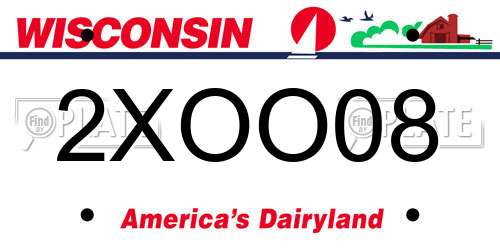 2XOO08 Wisconsin License Plate