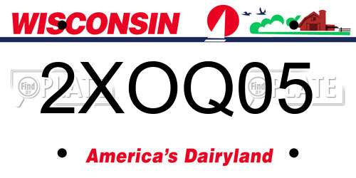 2XOQ05 Wisconsin License Plate