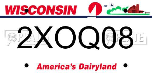 2XOQ08 Wisconsin License Plate